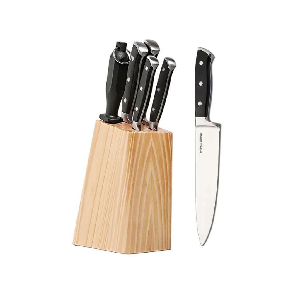 Conjunto De Facas 6 Peças Com Cepo Infinity Em Aço Inox Brinox - 1