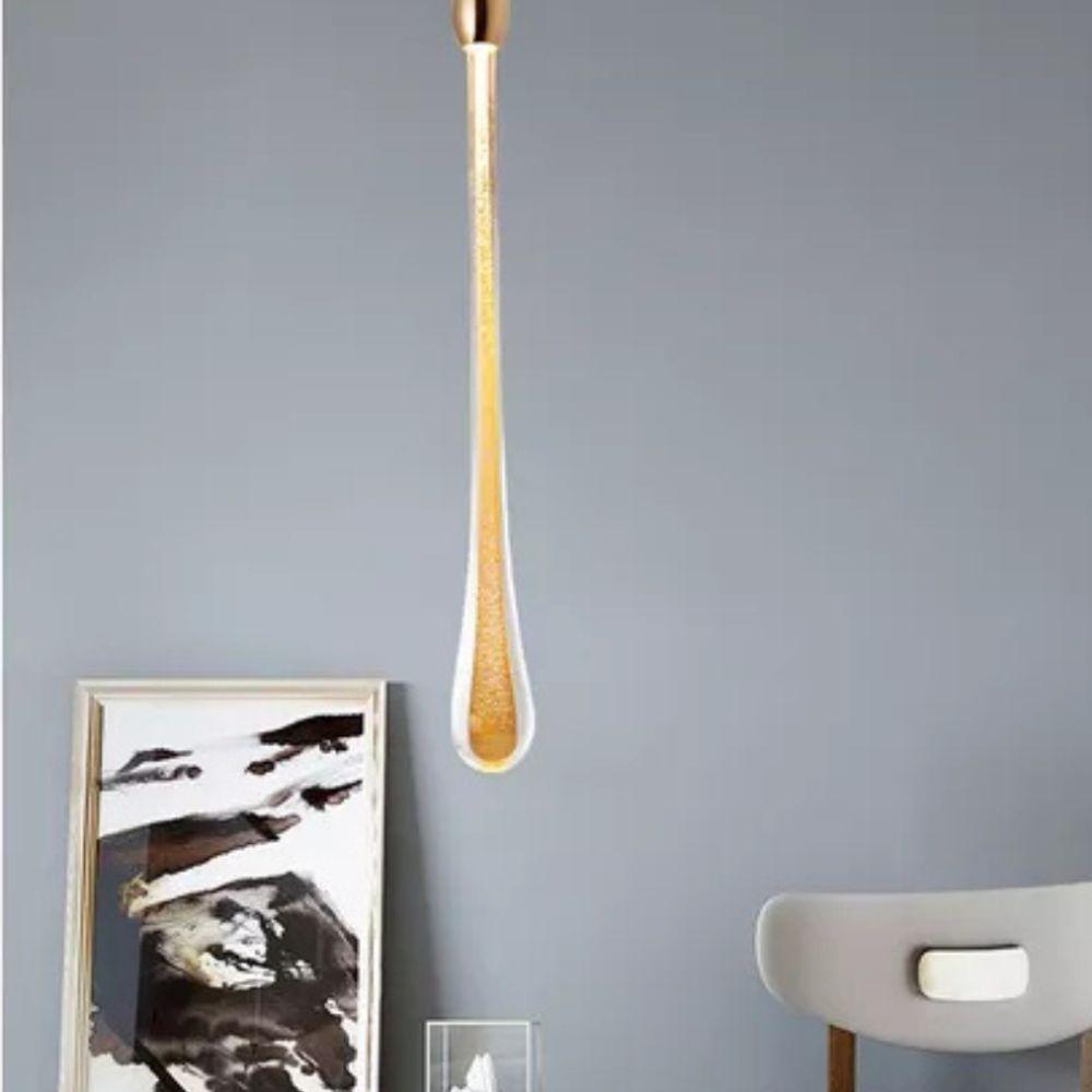 Lustre Pendente Gota Dourado 3w 3000k Bivolt Domum - 2