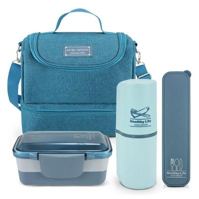 Conjunto Bolsa Térmica Pote Marmita Porta Escova E Porta Talheres Concept-Analise Azul