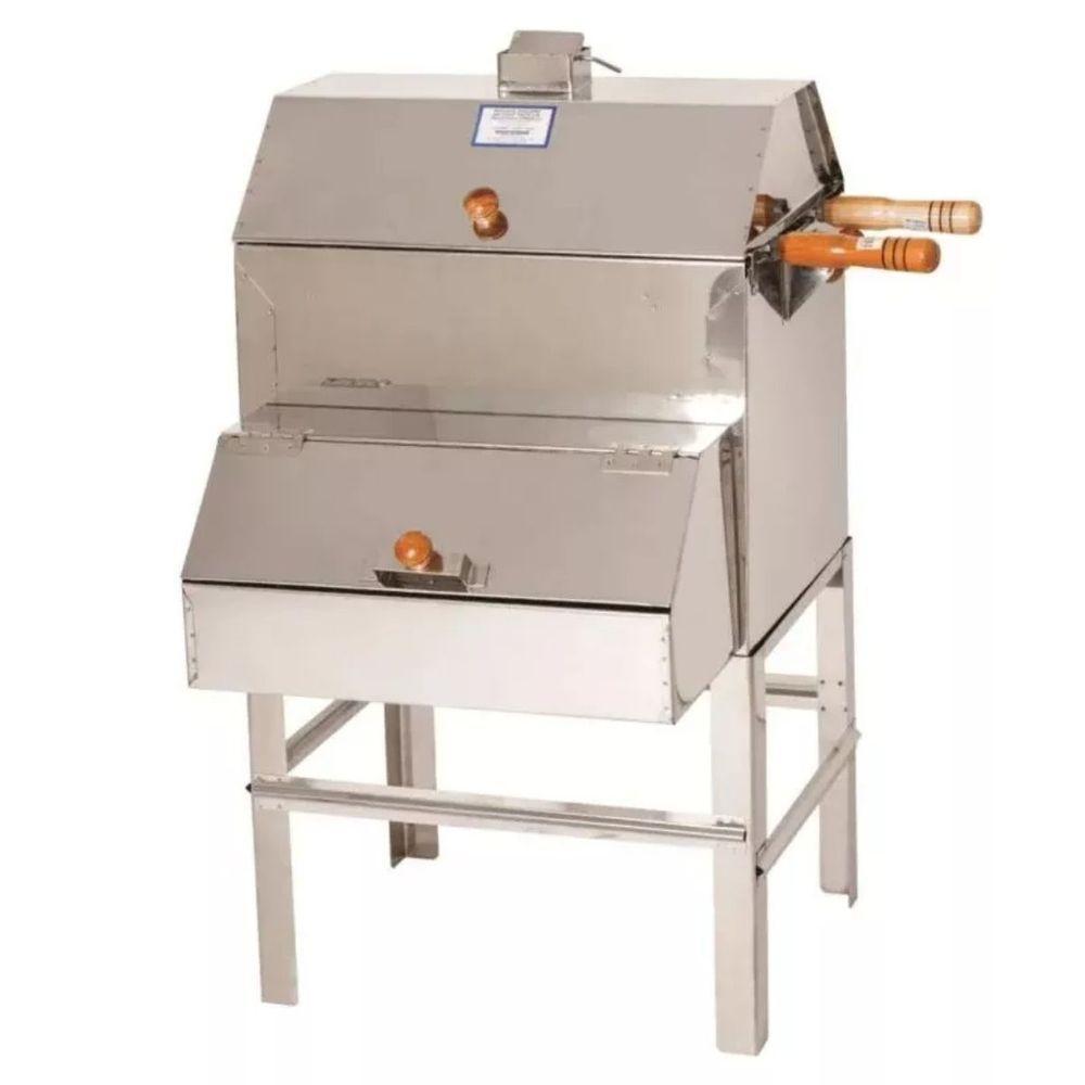 Churrasqueira Inox Apartamento Sem Fumaça Portátil 1 Grelha 2 Espetos 50x41x84 - 1