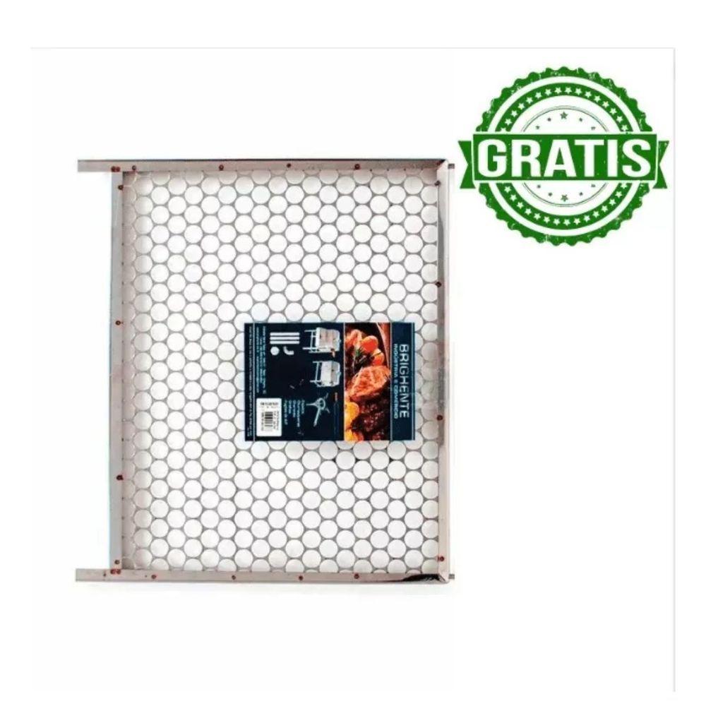 Churrasqueira Inox Apartamento Sem Fumaça Portátil 1 Grelha 2 Espetos 50x41x84 - 2