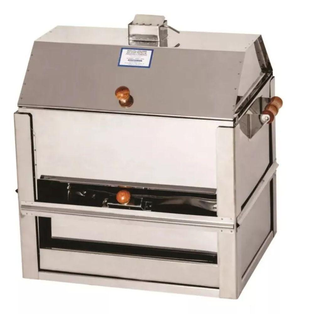 Churrasqueira Inox Apartamento Sem Fumaça Portátil 1 Grelha 2 Espetos 50x41x84 - 4