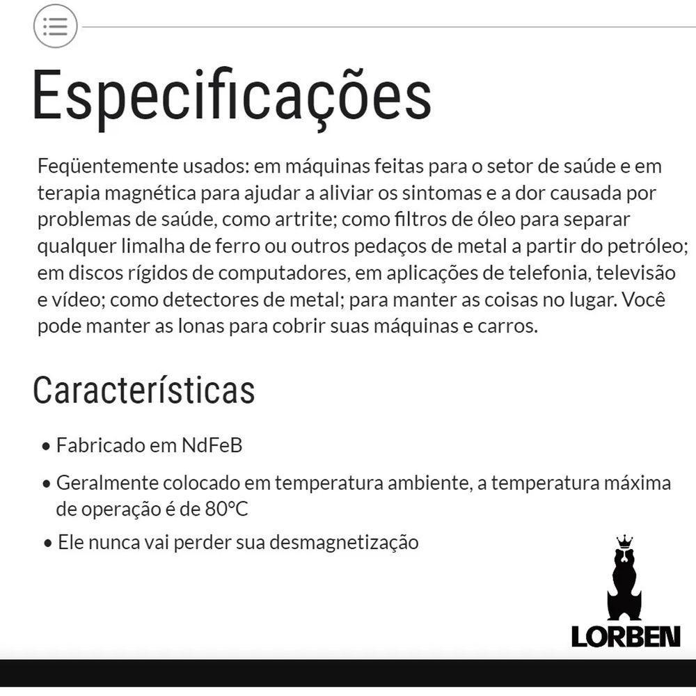 Ímã De Neodímio N52 Lorben Bloco 5x5x2,5cm Trava Super Forte - 2