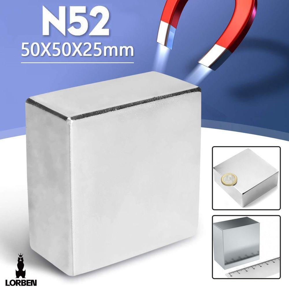 Ímã De Neodímio N52 Lorben Bloco 5x5x2,5cm Trava Super Forte - 3