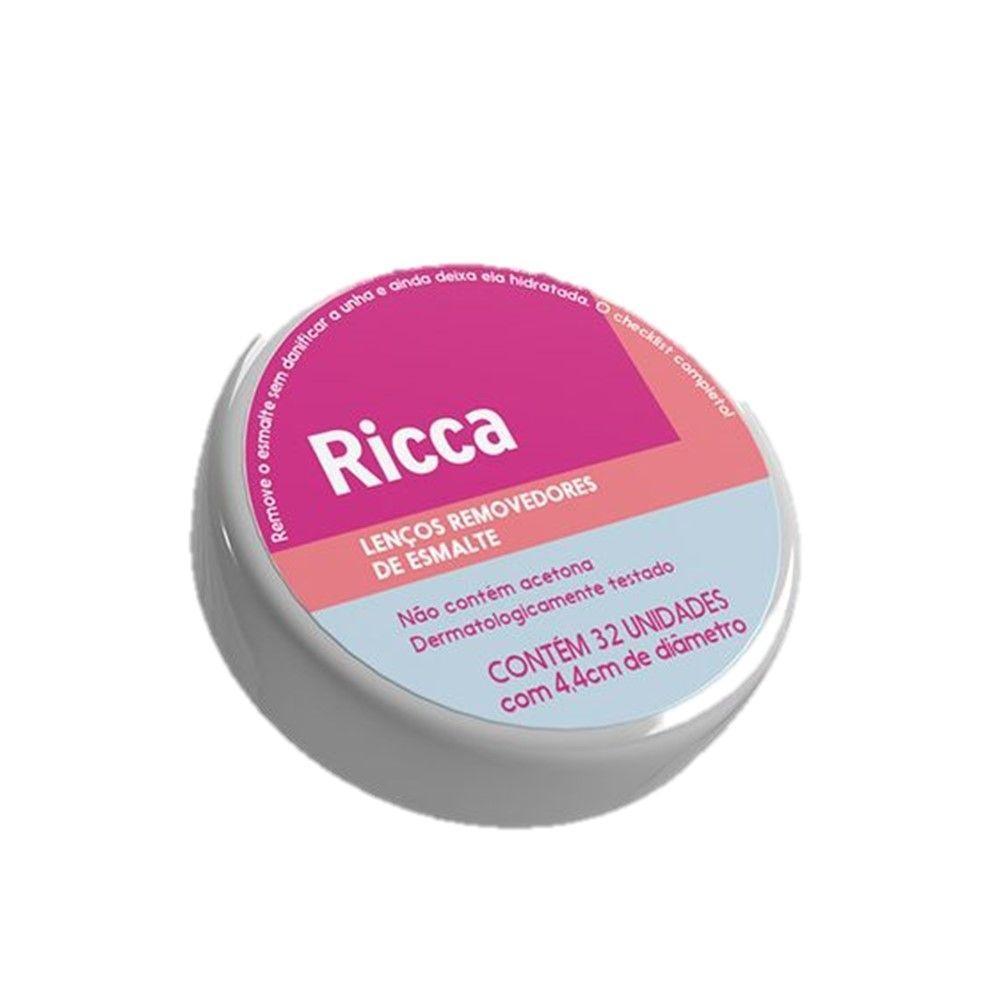Kit 2 Lenços Removedor De Esmalte Umedecidos 32un 4,4cm Ricca - 1