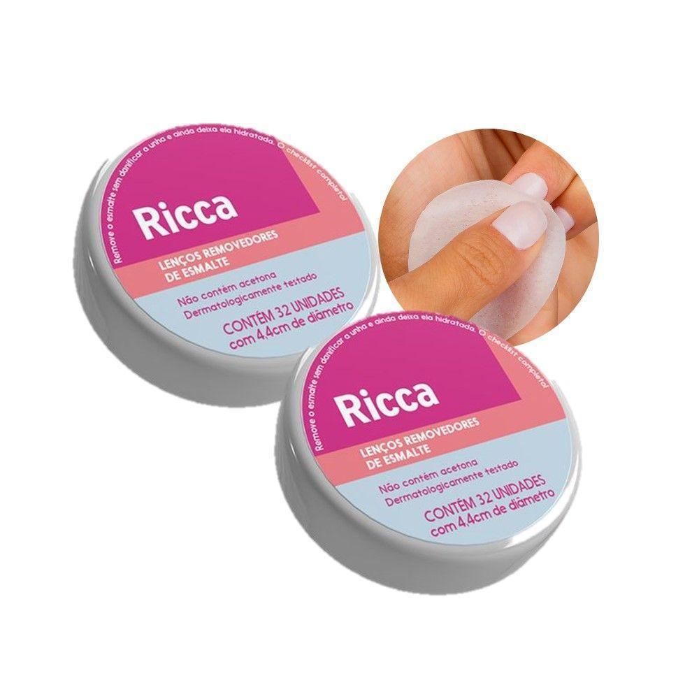 Kit 2 Lenços Removedor De Esmalte Umedecidos 32un 4,4cm Ricca - 2