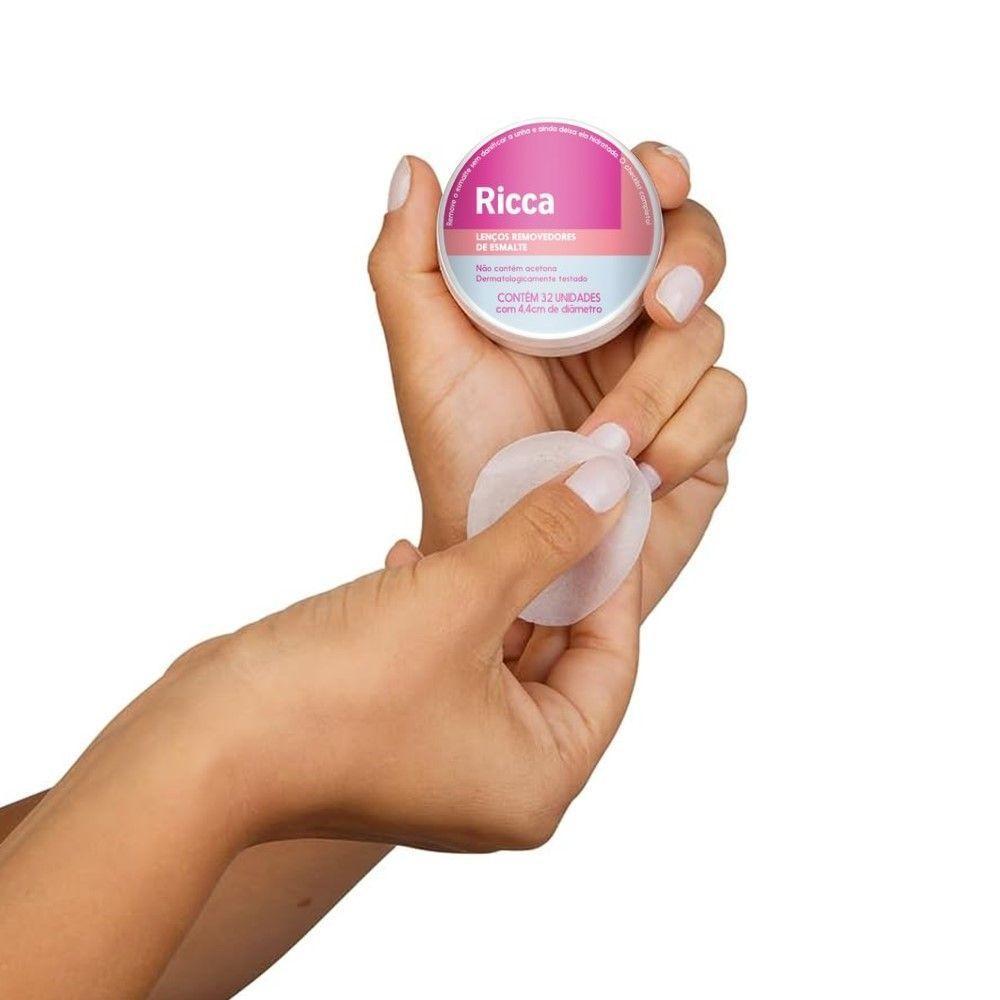 Kit 3 Lenços Removedor De Esmalte Umedecidos 32un 4,4cm Ricca - 2