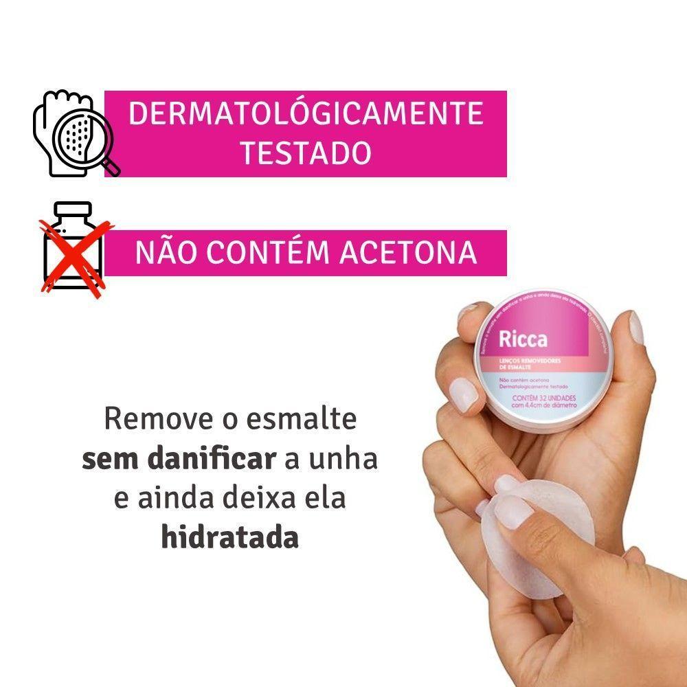 Kit 3 Lenços Removedor De Esmalte Umedecidos 32un 4,4cm Ricca - 3