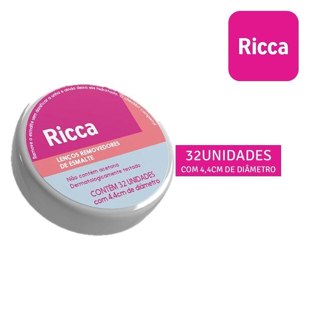 Kit 3 Lenços Removedor De Esmalte Umedecidos 32un 4,4cm Ricca - 4