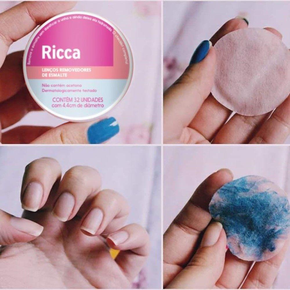 Kit 3 Lenços Removedor De Esmalte Umedecidos 32un 4,4cm Ricca - 7