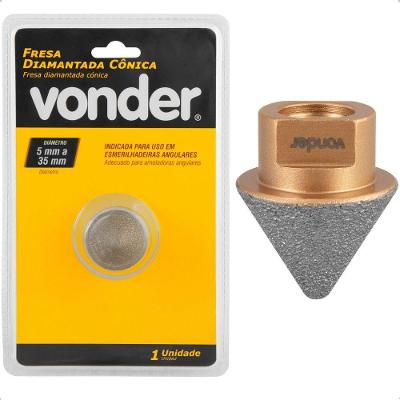 Fresa Diamantada Cônica 5 Mm A 35 Mm Vonder