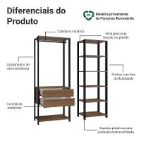 Guarda-roupa Closet Modulado Valencia 2 Gavetas 129cm Rustic/Preto Madesa Xa - 9