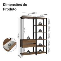 Guarda-roupa Closet Modulado Valencia 2 Gavetas 129cm Rustic/Preto Madesa Xa - 10