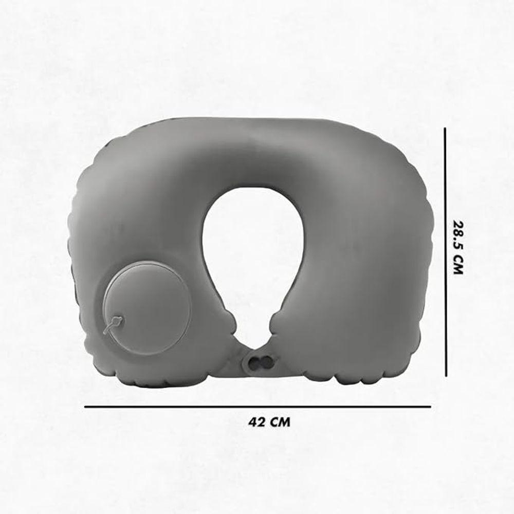 Travesseiro Almofada De Pescoço Inflável E Portátil - Cinza - 2