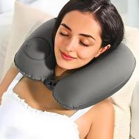 Travesseiro Almofada De Pescoço Inflável E Portátil - Cinza - 5