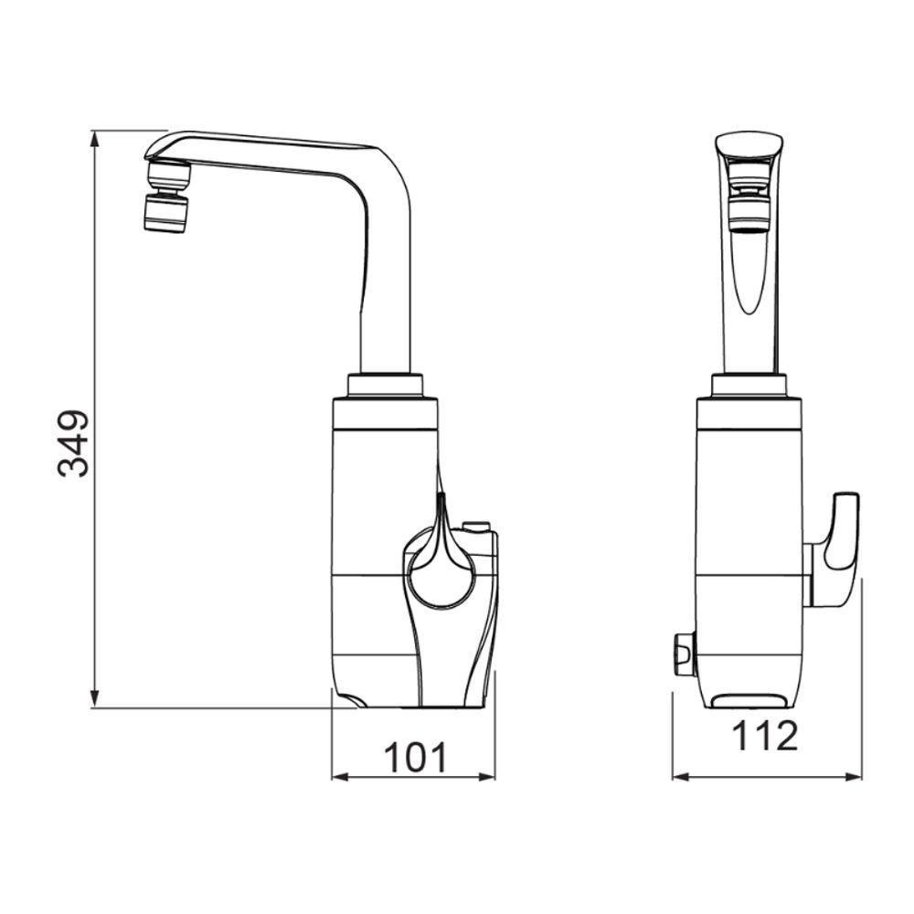 Torneira Elétrica Essence Bancada Preta Com Cromado 5500W Lorenzetti 220V - 2