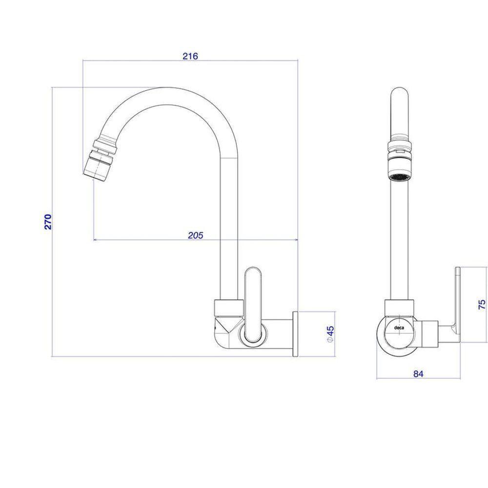 Torneira De Parede Para Cozinha Bica Móvel Dn15/20 Flex Plus Cromado - 2