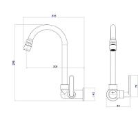 Torneira De Parede Para Cozinha Bica Móvel Dn15/20 Flex Plus Cromado - 2
