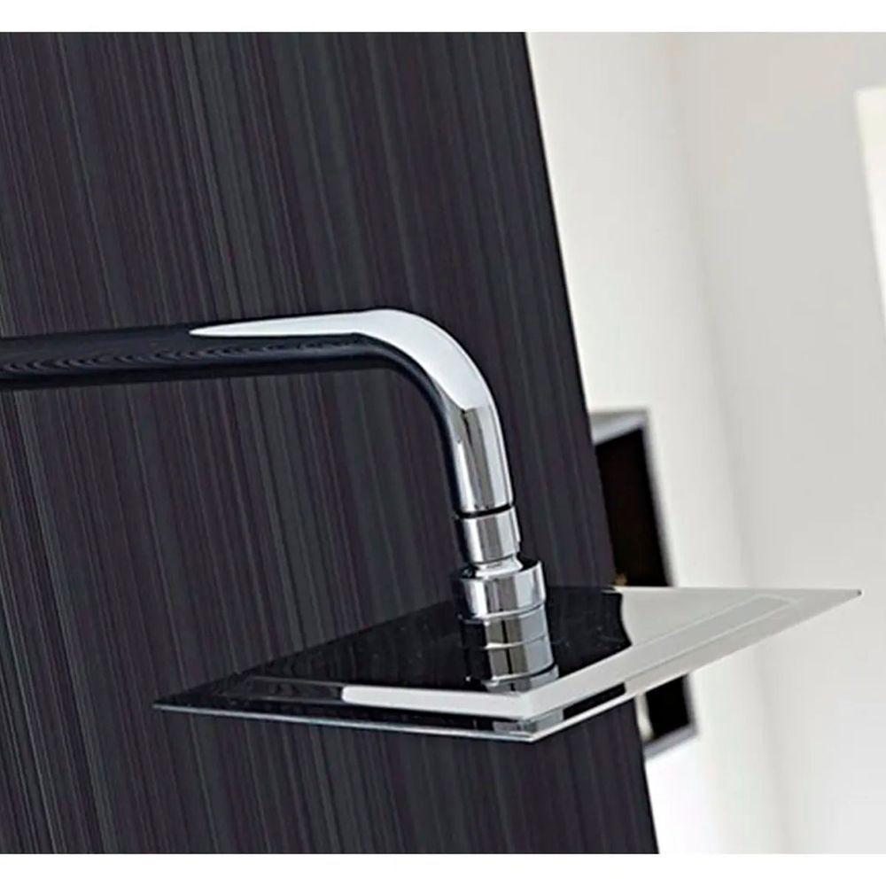 Ducha Chuveiro Aço Cromado 20x20 Slim Suporte Redondo Banheiro Piscina Area Externa Varanda - 2
