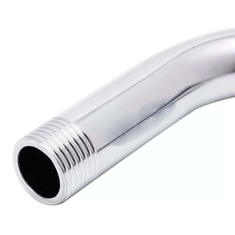 Ducha Chuveiro Aço Cromado 20x20 Slim Suporte Redondo Banheiro Piscina Area Externa Varanda - 3