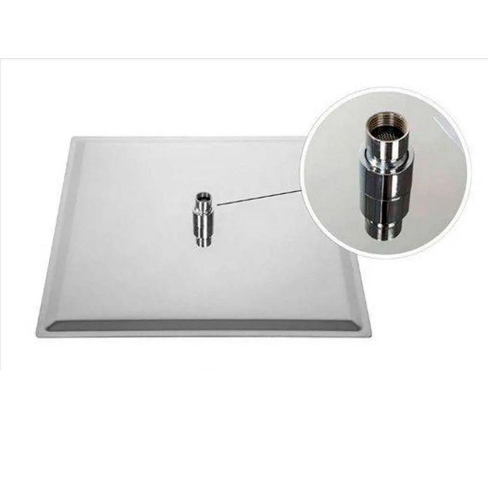 Ducha Chuveiro Aço Cromado 20x20 Slim Suporte Redondo Banheiro Piscina Area Externa Varanda - 4