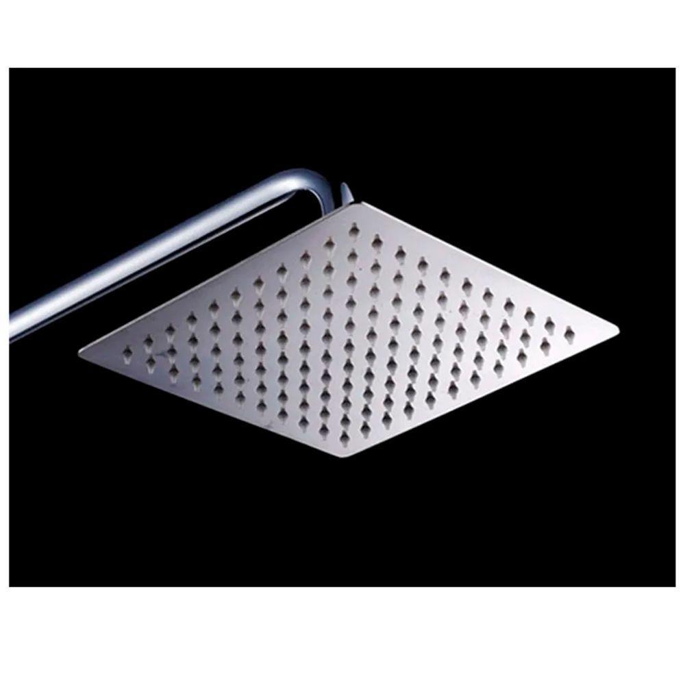 Ducha Chuveiro Aço Cromado 20x20 Slim Suporte Redondo Banheiro Piscina Area Externa Varanda - 6