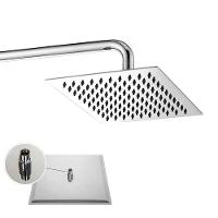 Ducha Chuveiro Aço Cromado 20x20 Slim Suporte Redondo Banheiro Piscina Area Externa Varanda - 1