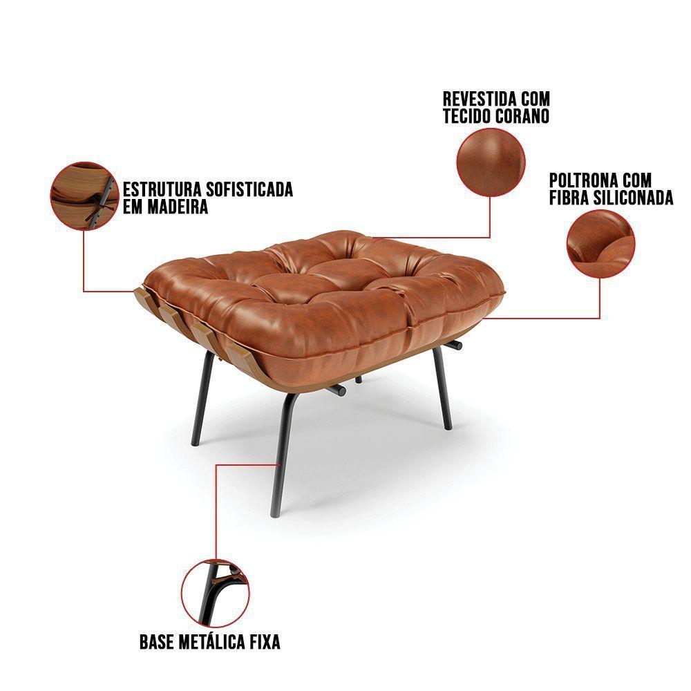 Puff Costela Corano Base Metálica Preto - D'Rossi Cor Nozes - 3