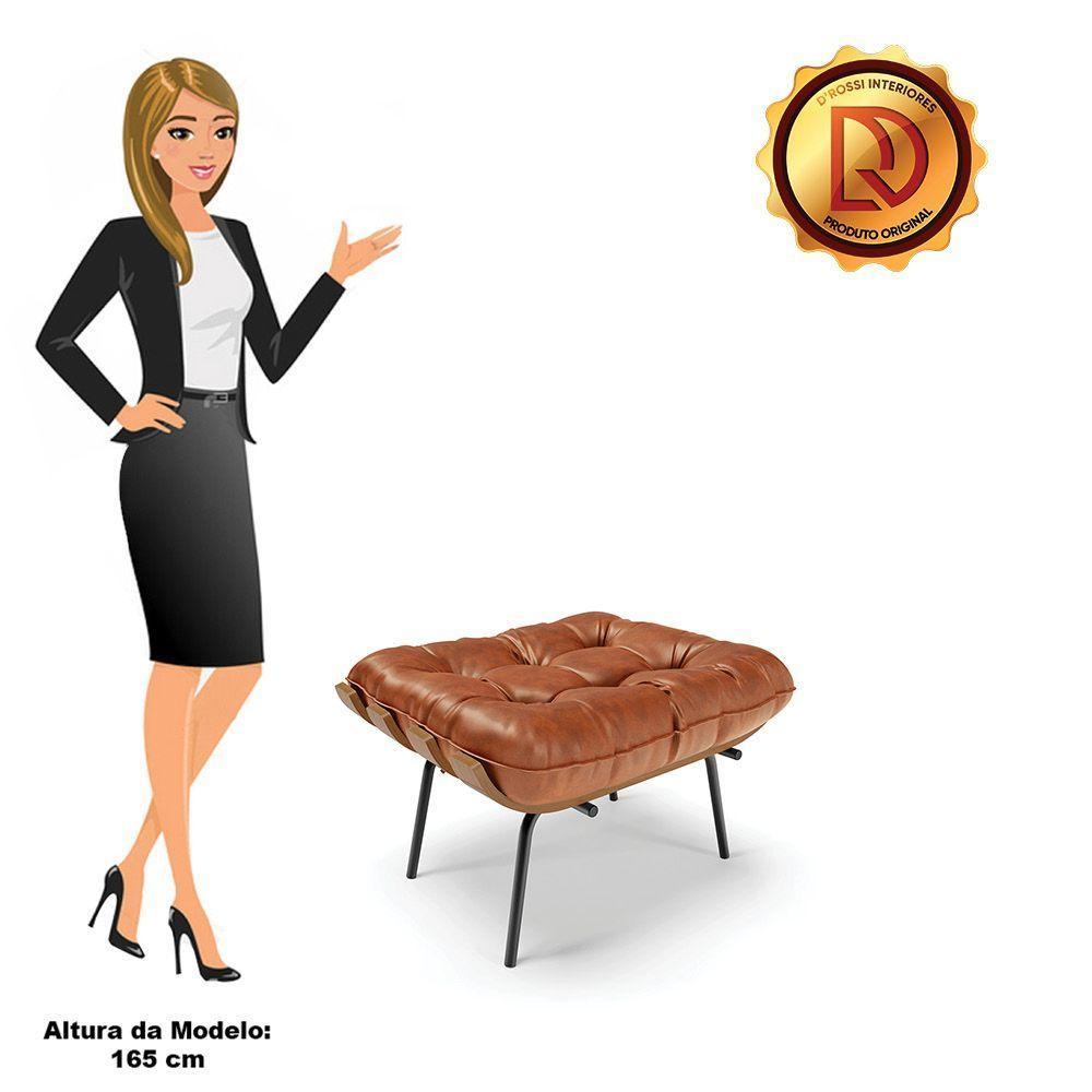 Puff Costela Corano Base Metálica Preto - D'Rossi Cor Nozes - 4