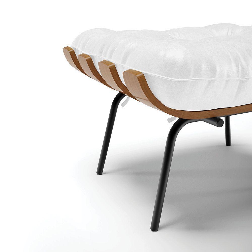 Puff Costela Corano Base Metálica Preto - D'Rossi Cor Branco - 5