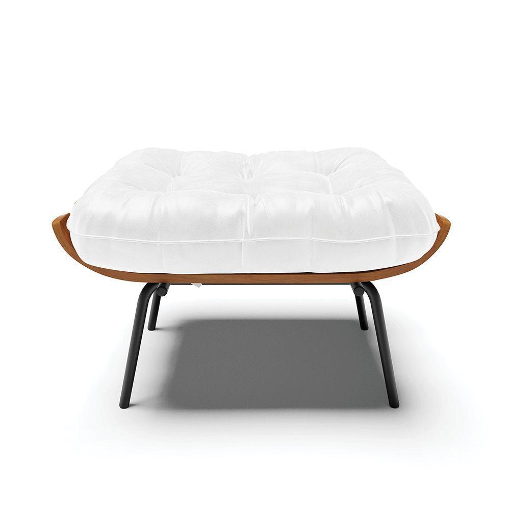 Puff Costela Corano Base Metálica Preto - D'Rossi Cor Branco - 6