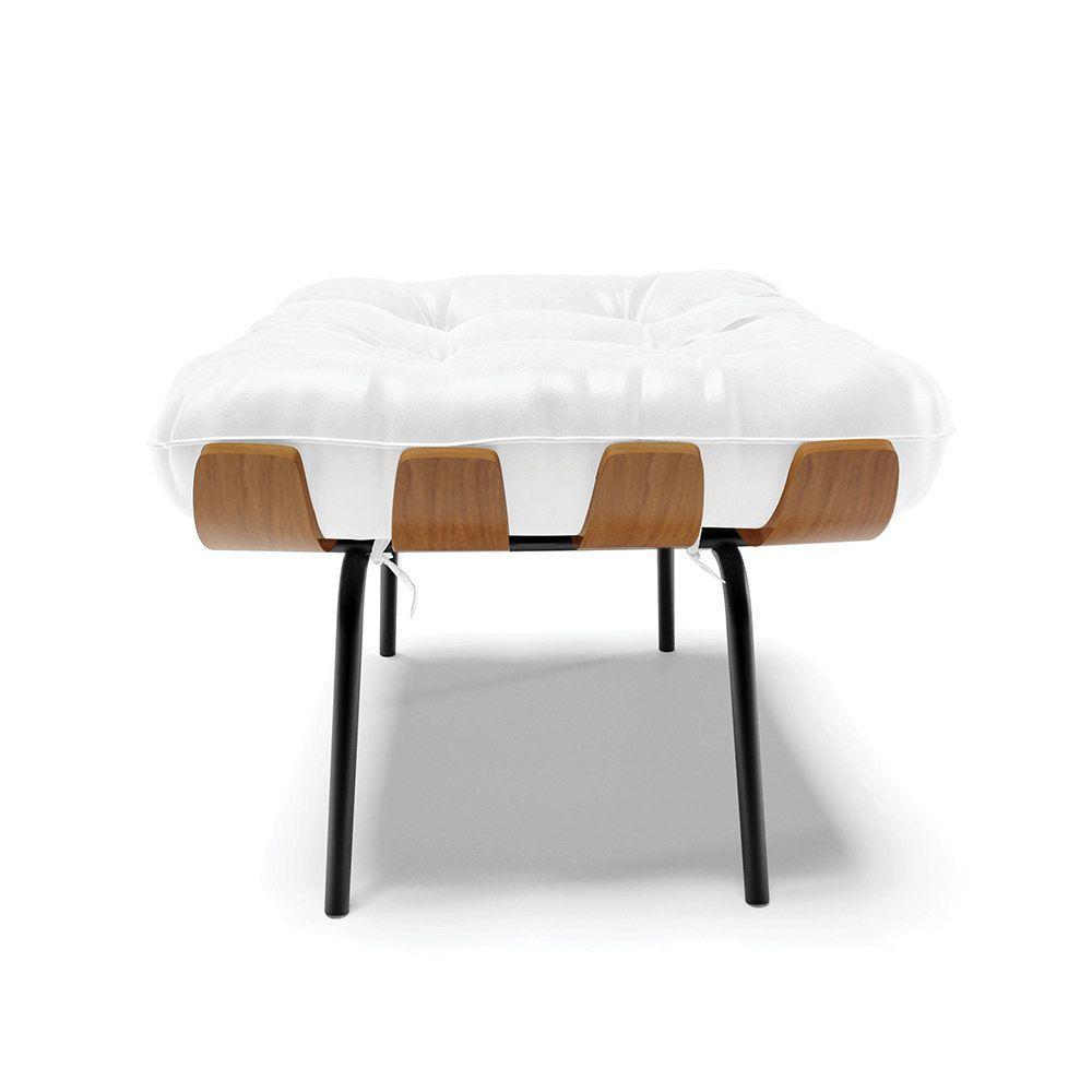 Puff Costela Corano Base Metálica Preto - D'Rossi Cor Branco - 7