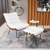 Puff Costela Corano Base Metálica Preto - D'Rossi Cor Branco - 8