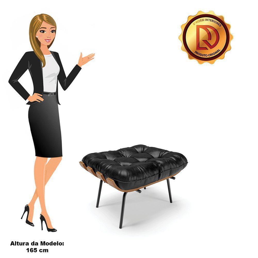 Puff Costela Corano Base Metálica Preto - D'Rossi Cor Preto - 4