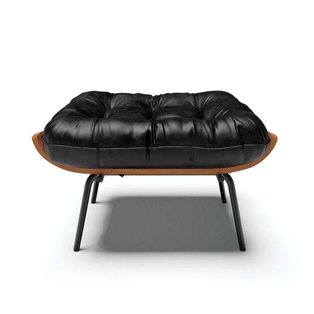 Puff Costela Corano Base Metálica Preto - D'Rossi Cor Preto - 6