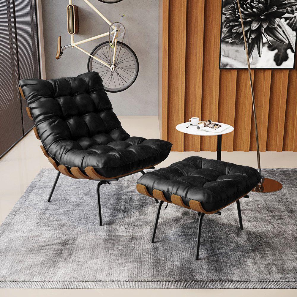 Puff Costela Corano Base Metálica Preto - D'Rossi Cor Preto - 8