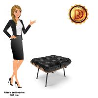 Puff Costela Corano Base Metálica Preto - D'Rossi Cor Preto