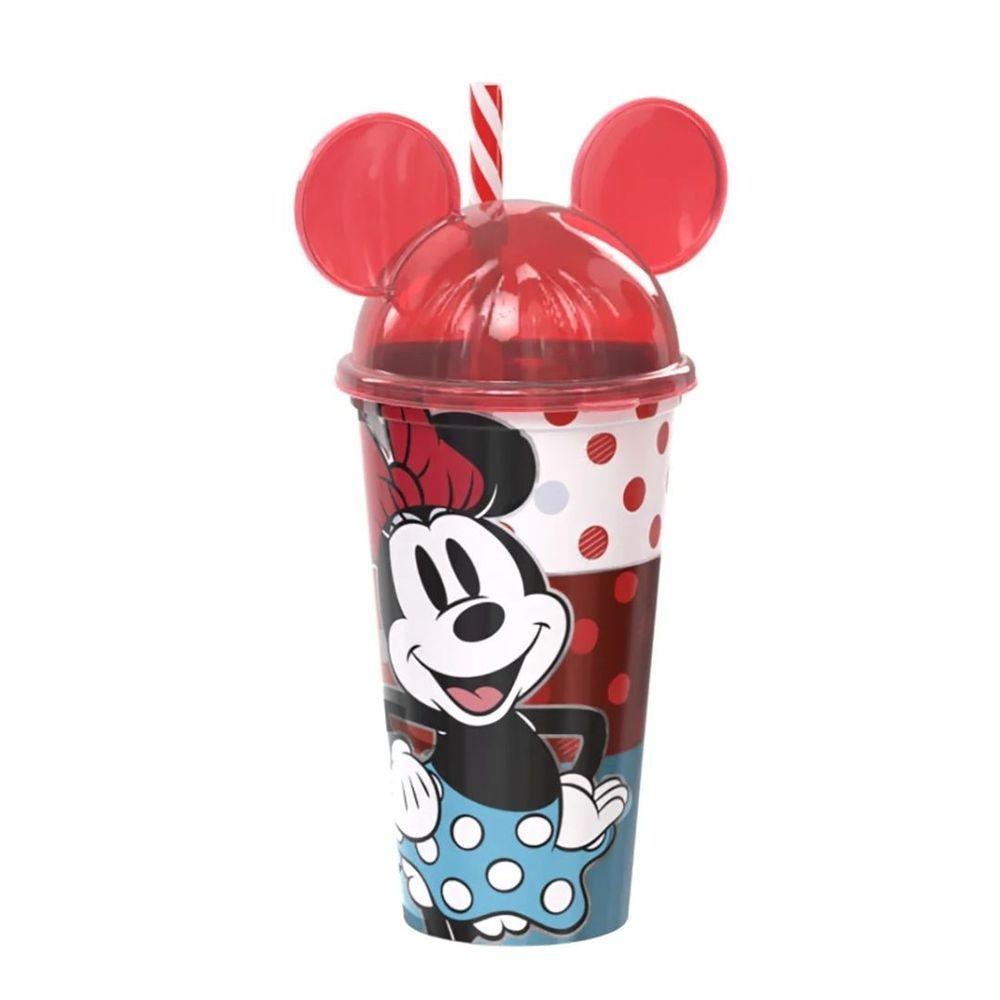 Copo Com Tampa Orelha Minnie Mouse Disney E Canudo 500ml - Plasútil - 1