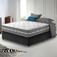 Cama Box Com Baú Viúva Preto + Colchão Molas Ensacadas Miami Cinza Com Preto - 6