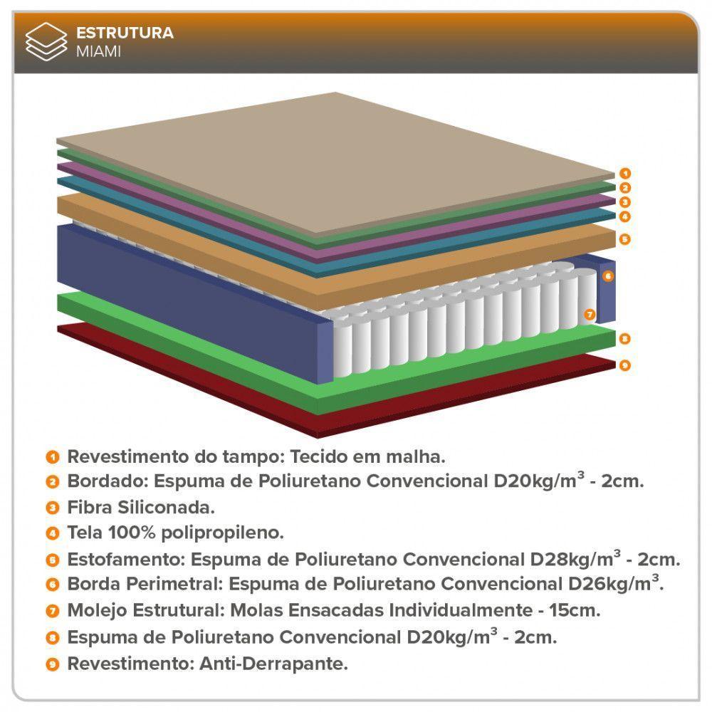 Cama Box Com Baú Casal Preto + Colchão Molas Ensacadas Miami Cinza Com Preto - 6