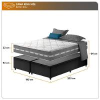 Cama Box Com Baú King Preto + Colchão Molas Ensacadas Miami Cinza Com Preto - 7