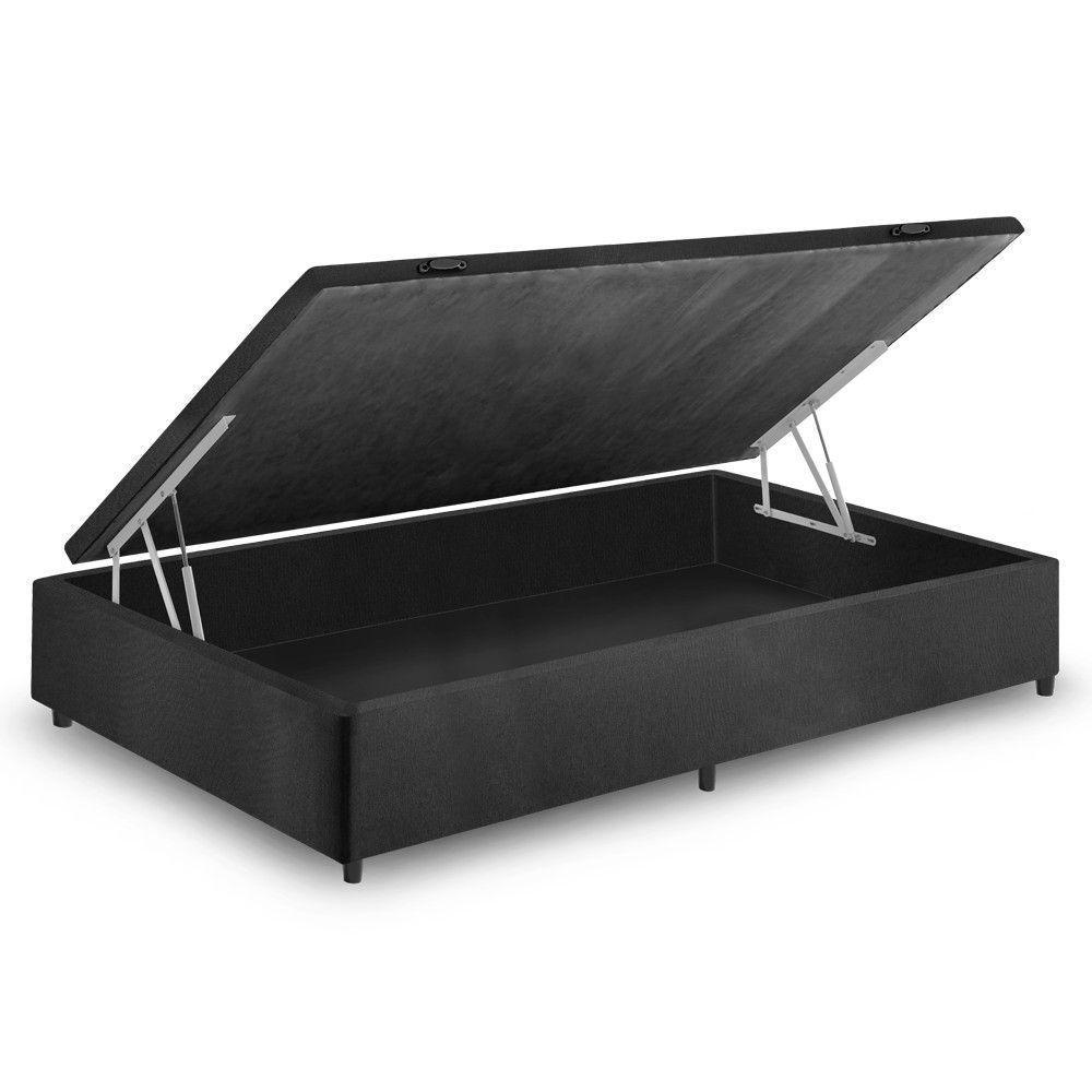 Cama Box Baú Solteiro King + Colchão Molas Ensacadas Miami Cinza Com Preto - 8