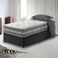 Cama Box Baú Solteiro King + Colchão Molas Ensacadas Miami Cinza Com Preto - 2