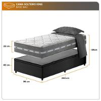 Cama Box Baú Solteiro King + Colchão Molas Ensacadas Miami Cinza Com Preto - 3
