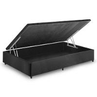 Cama Box Baú Solteiro King + Colchão Molas Ensacadas Miami Cinza Com Preto - 8