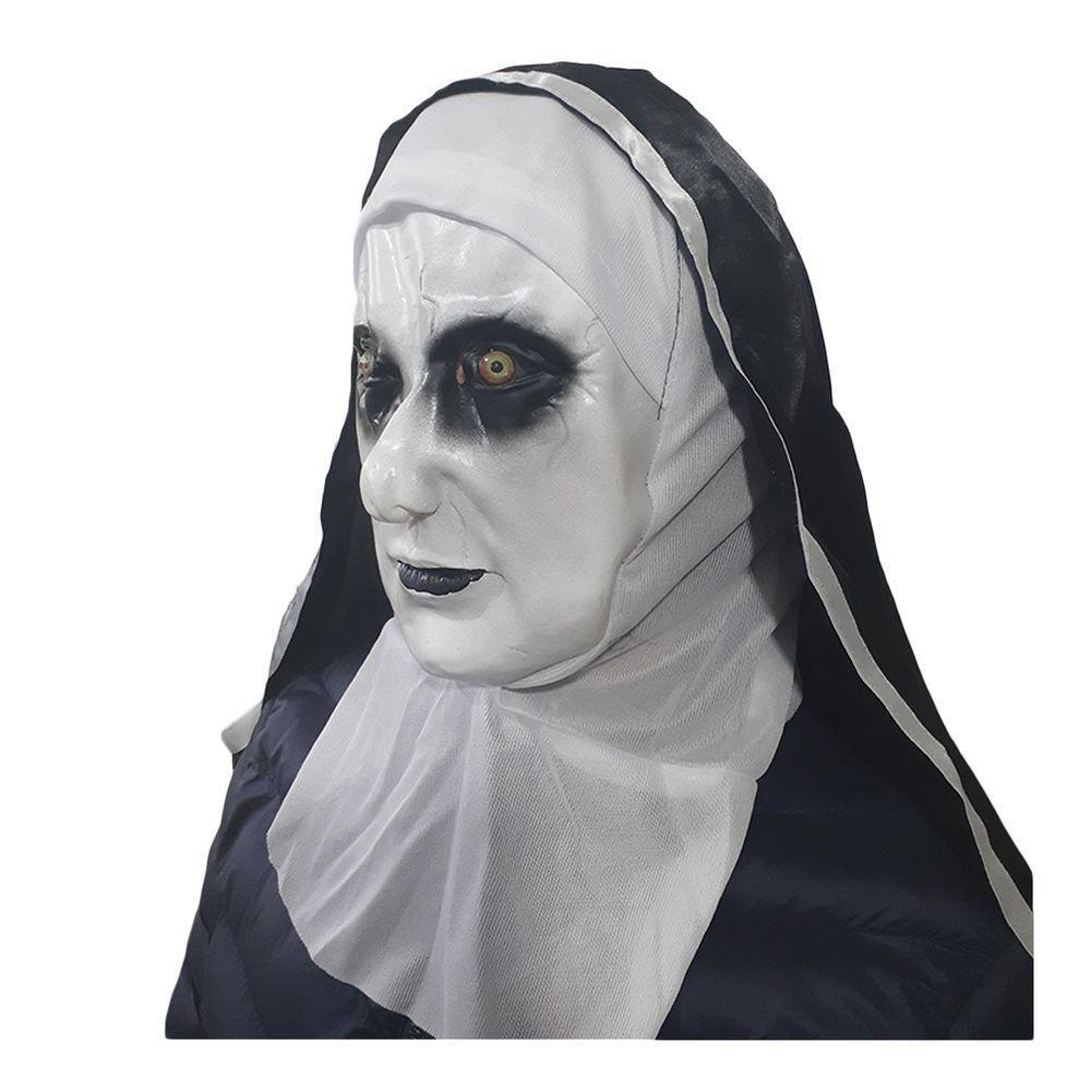 Máscara Halloween Freira Em Látex Com Véu E Gola - 2