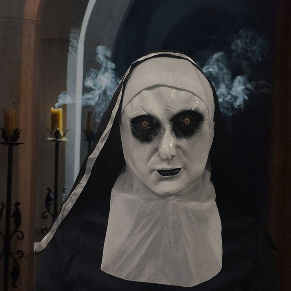 Máscara Halloween Freira Em Látex Com Véu E Gola - 3