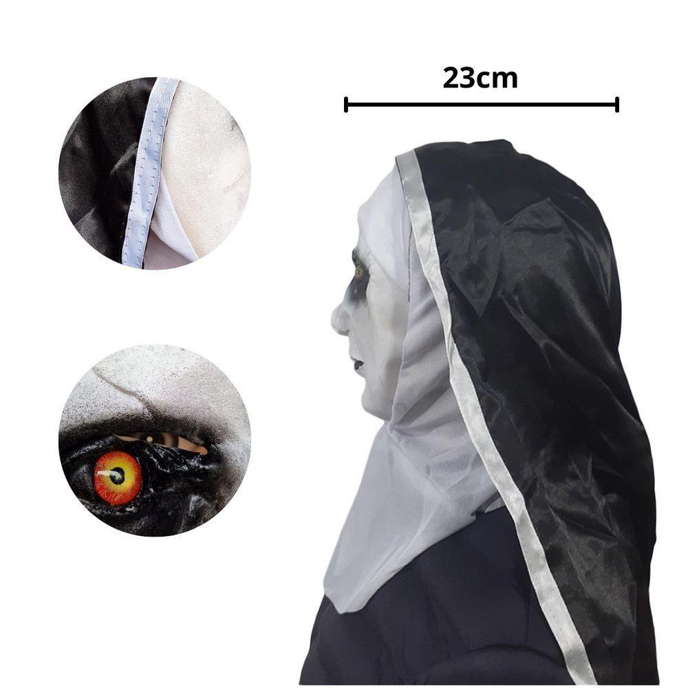 Máscara Halloween Freira Em Látex Com Véu E Gola - 5