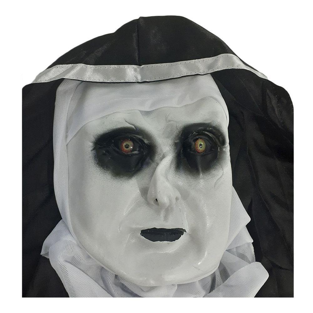 Máscara Halloween Freira Em Látex Com Véu E Gola - 6