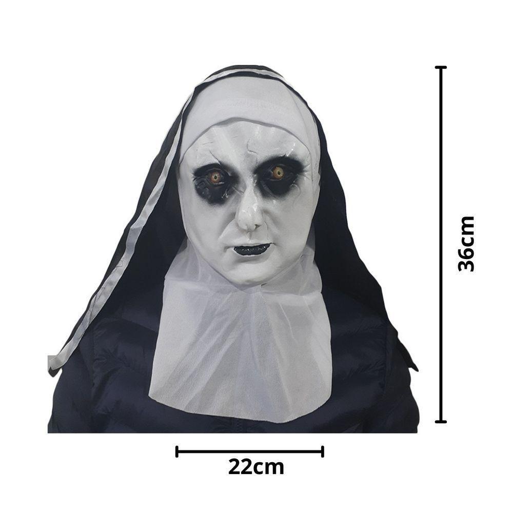 Máscara Halloween Freira Em Látex Com Véu E Gola - 7